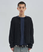 SHEARLING KNIT CARDIGAN [BLACK]