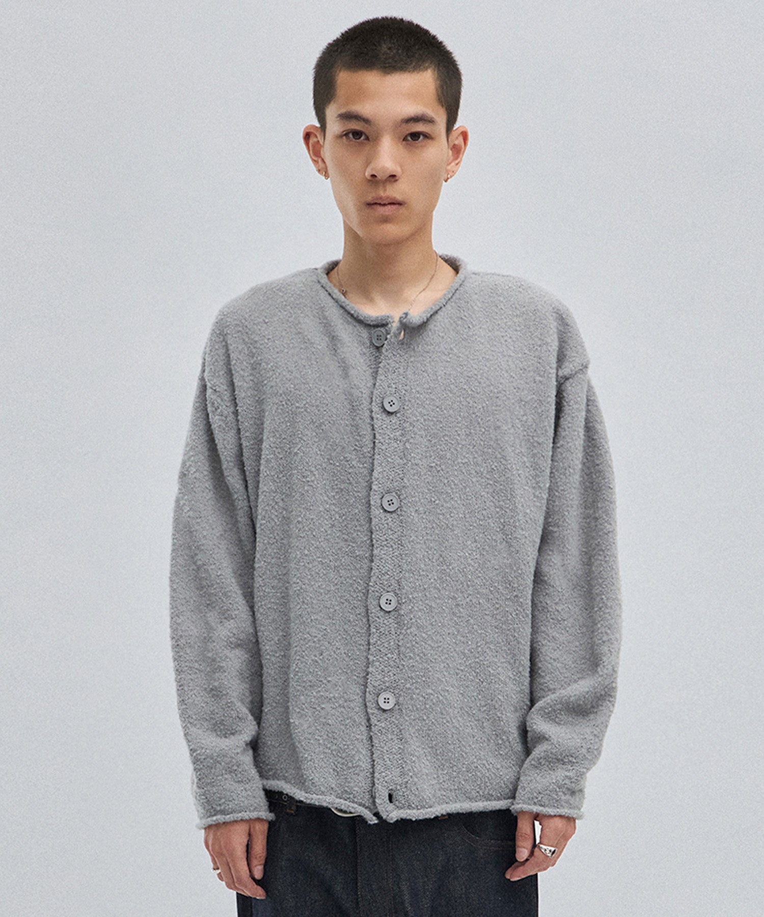 SHEARLING KNIT CARDIGAN [GRAY]
