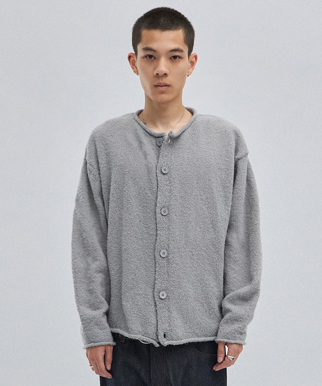 SHEARLING KNIT CARDIGAN [GRAY]