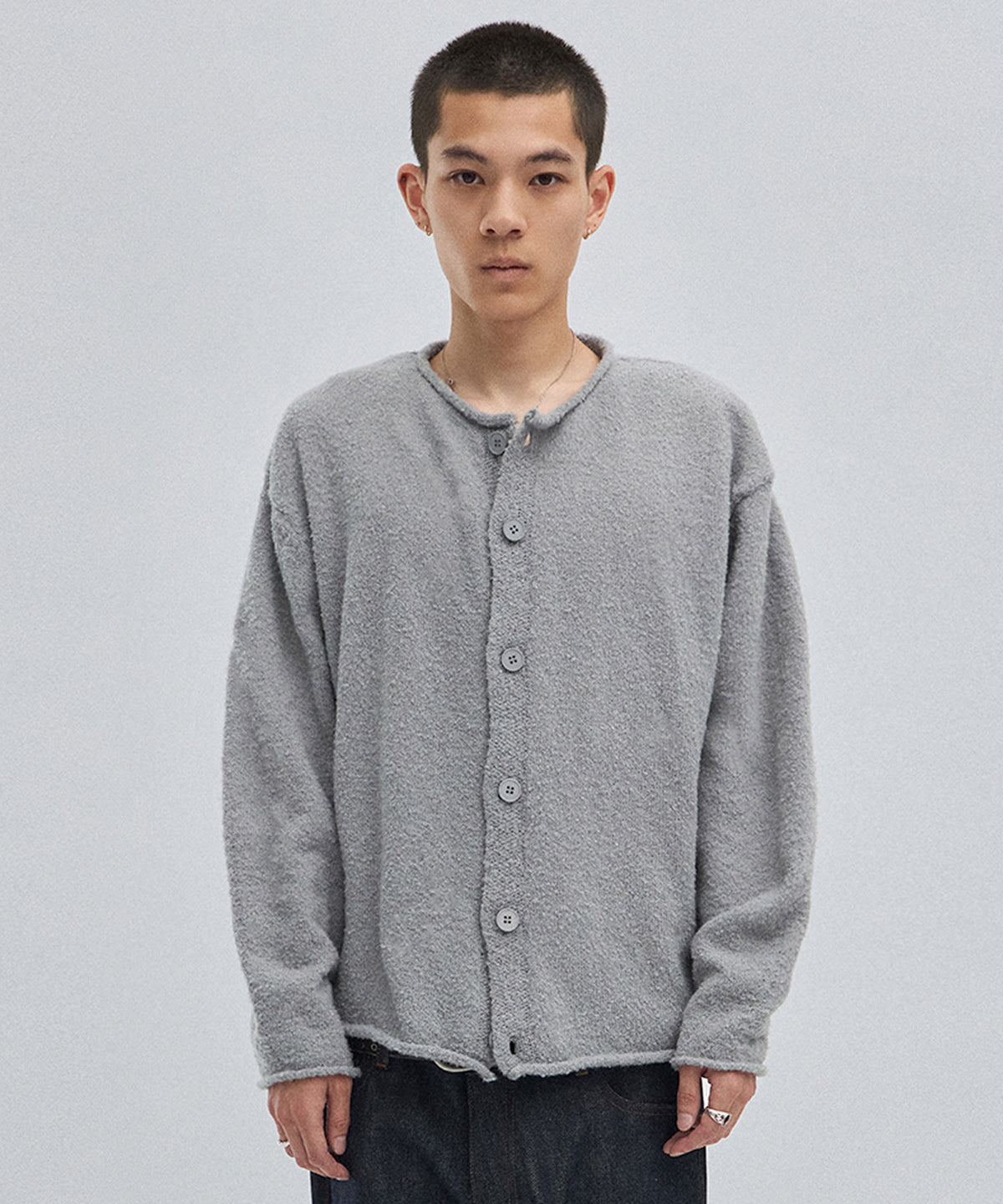 SHEARLING KNIT CARDIGAN [GRAY]