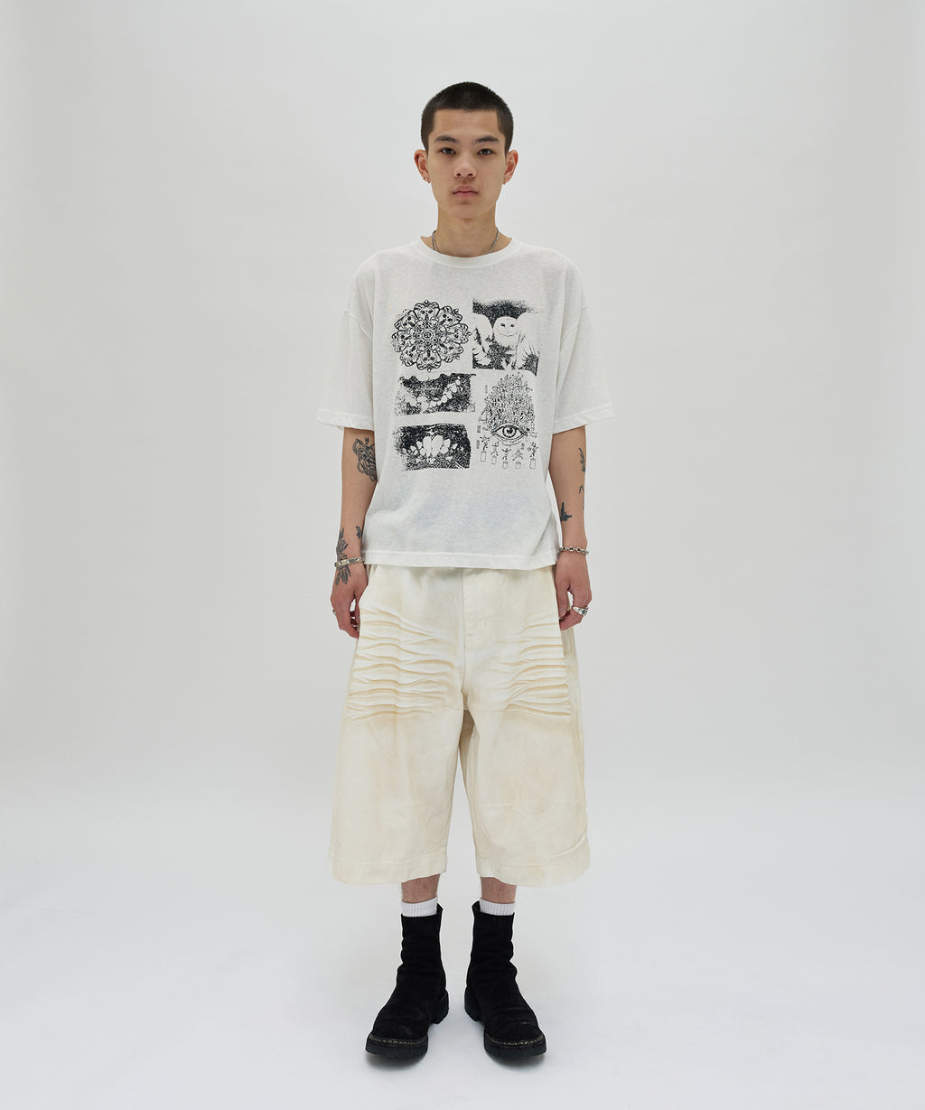 WRINKLE WASHED SHORTS [WHITE]