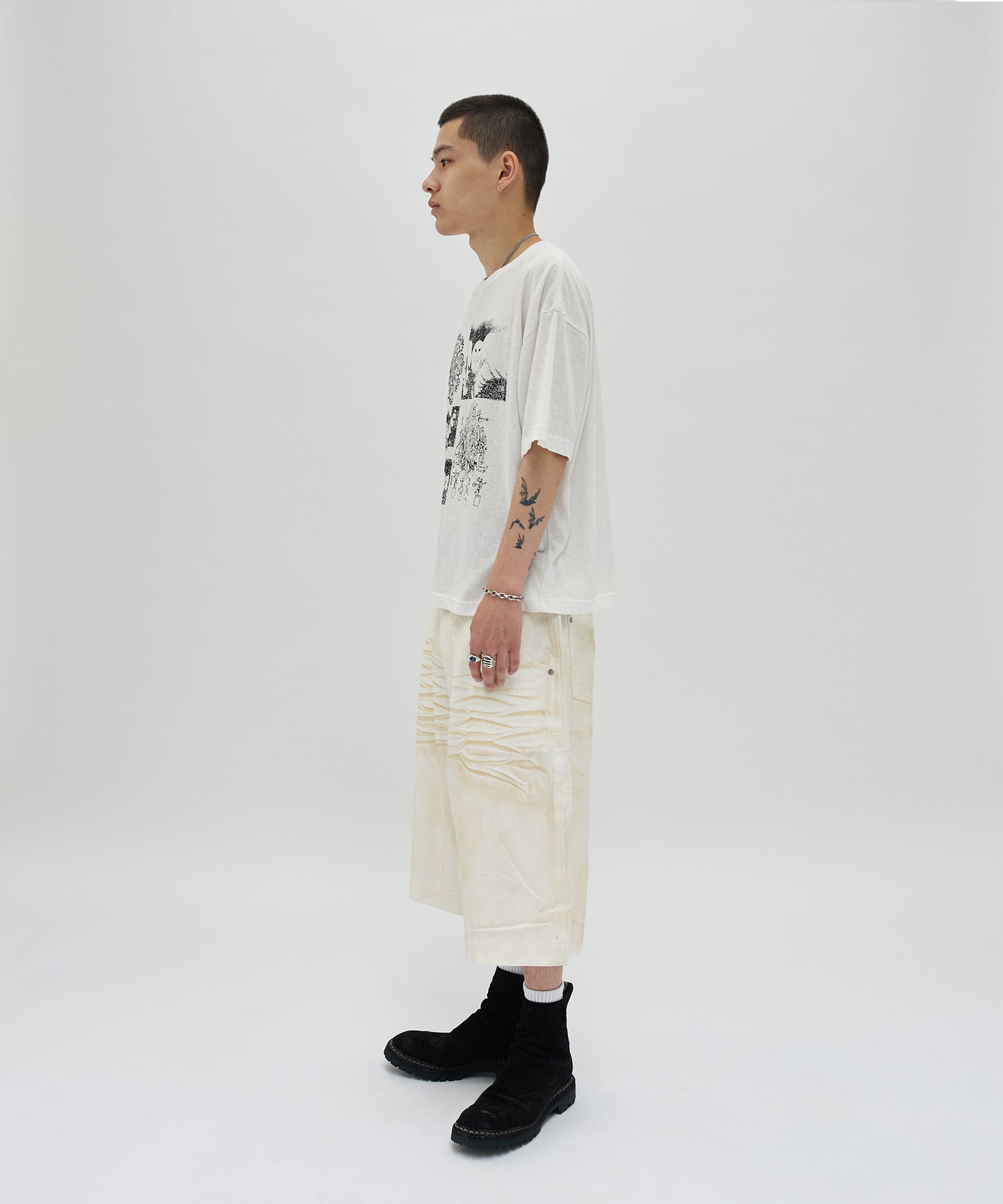 WRINKLE WASHED SHORTS [WHITE]