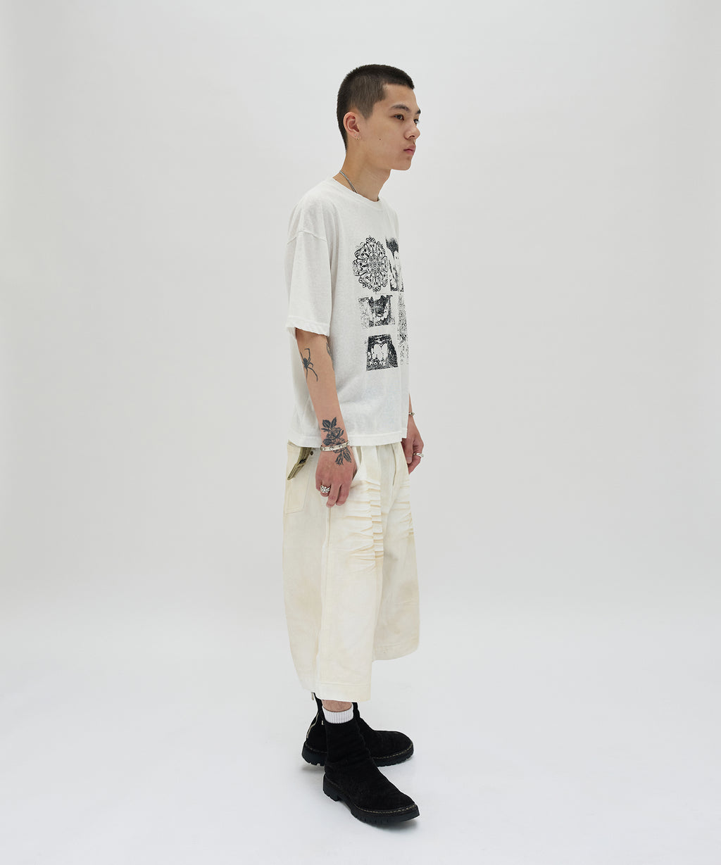 WRINKLE WASHED SHORTS [WHITE]