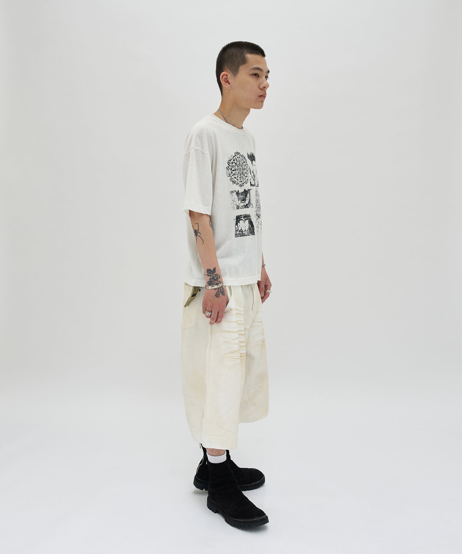 WRINKLE WASHED SHORTS [WHITE]