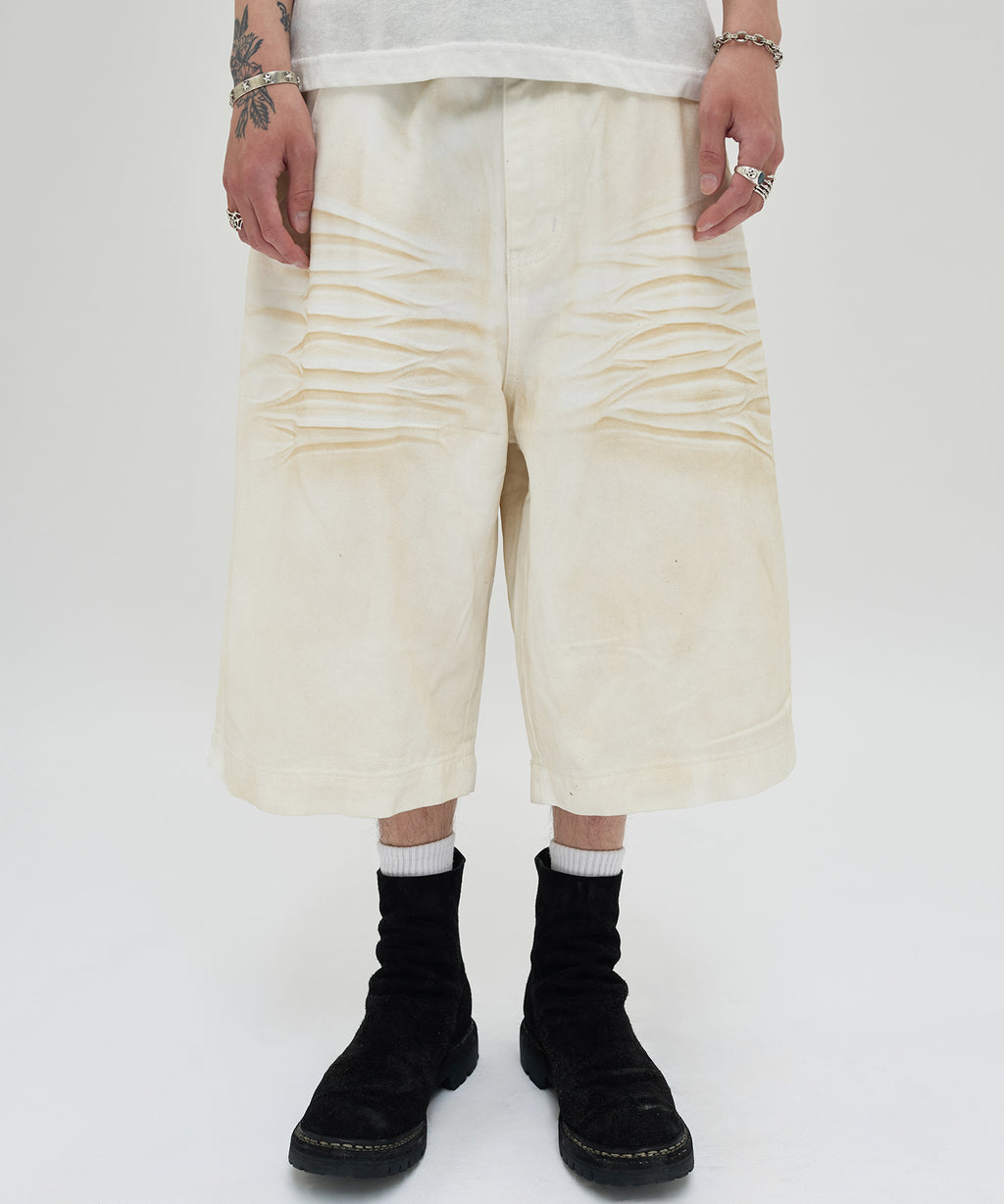 WRINKLE WASHED SHORTS [WHITE]