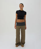 LAYERED LONG PANTS [KHAKI]