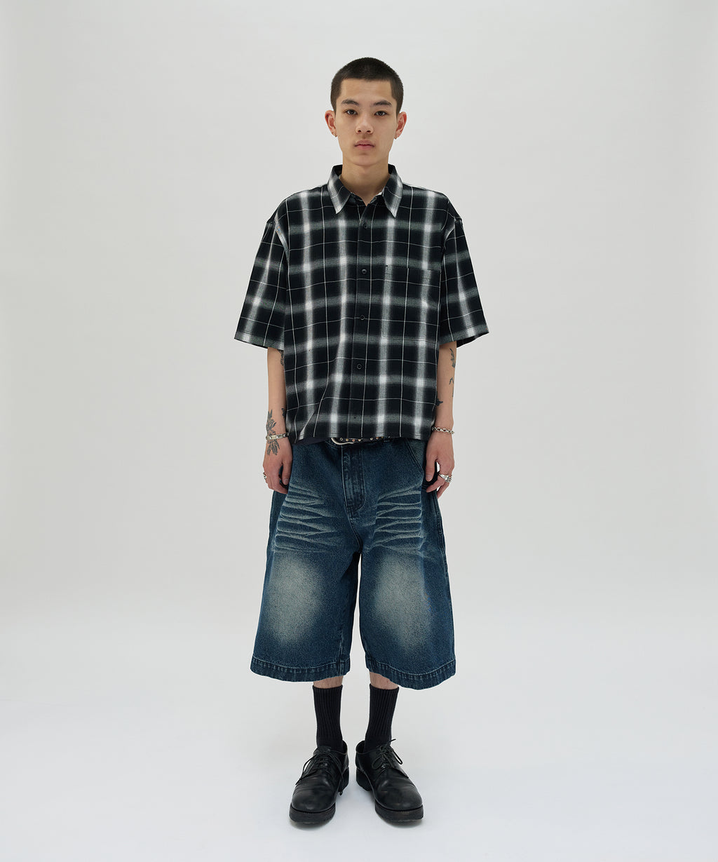 CHECK SHORT SLEEVE SHIRT [BLACK]