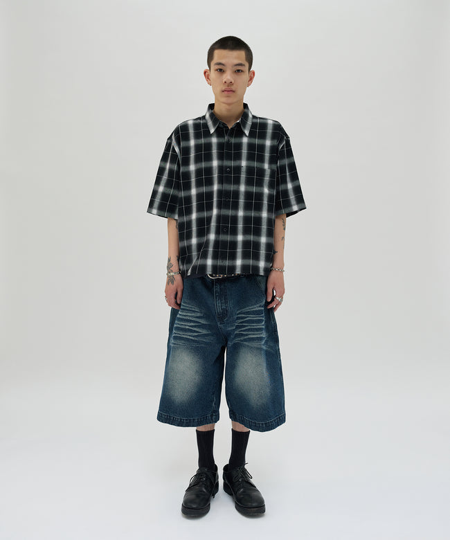 CHECK SHORT SLEEVE SHIRT [BLACK] Main Image