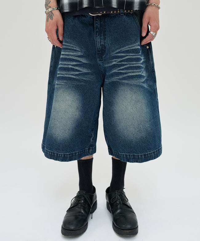 WRINKLE WASHED SHORTS [DARK BLUE] Main Image