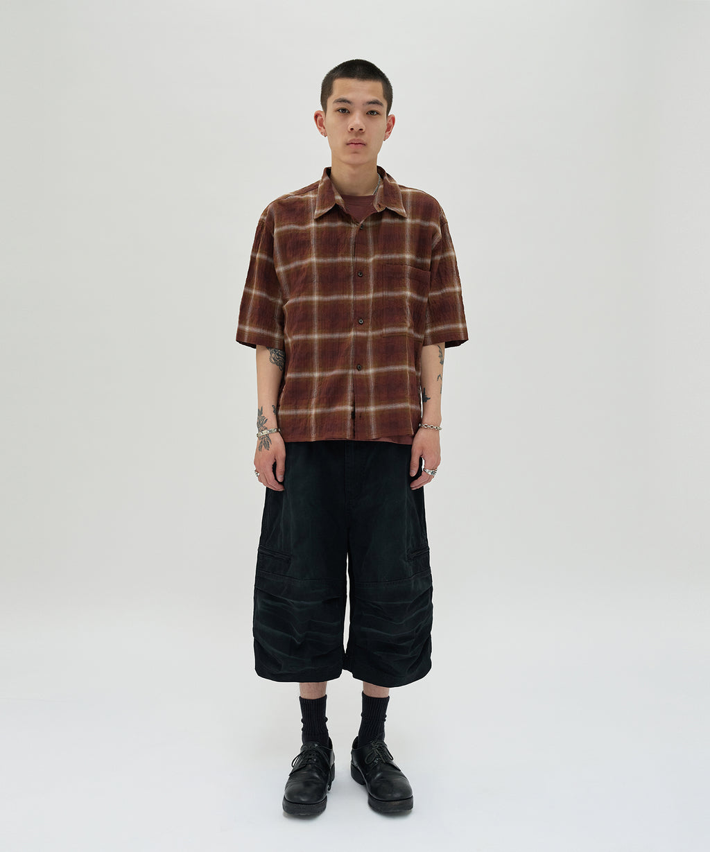 CHECK SHORT SLEEVE SHIRT [LIGHT BROWN]