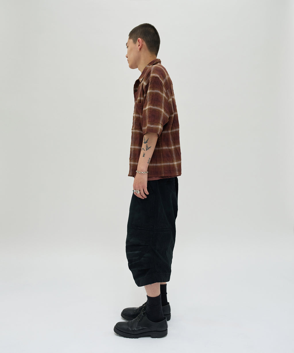 CHECK SHORT SLEEVE SHIRT [LIGHT BROWN]