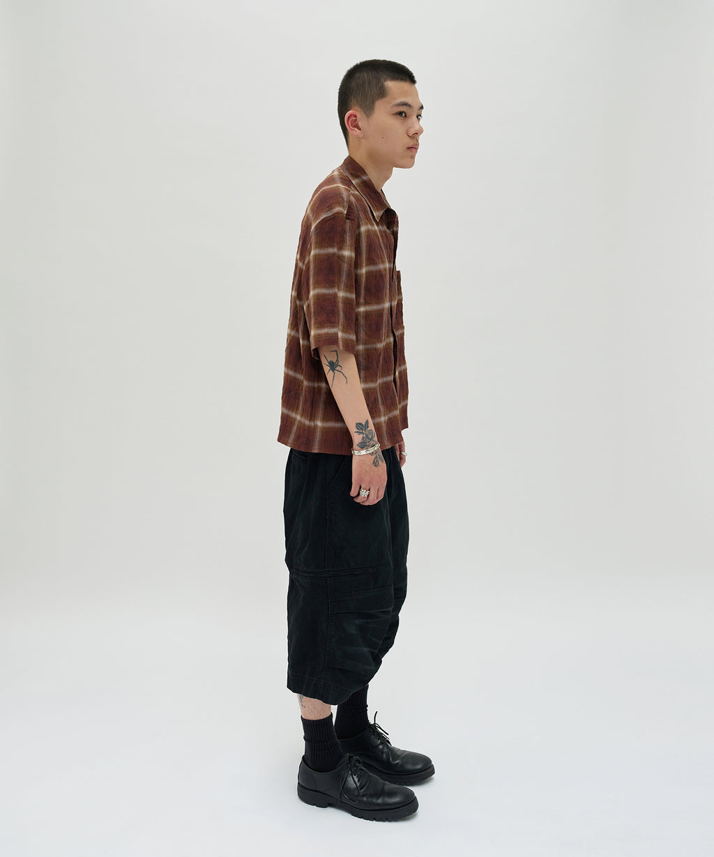 CHECK SHORT SLEEVE SHIRT [LIGHT BROWN]