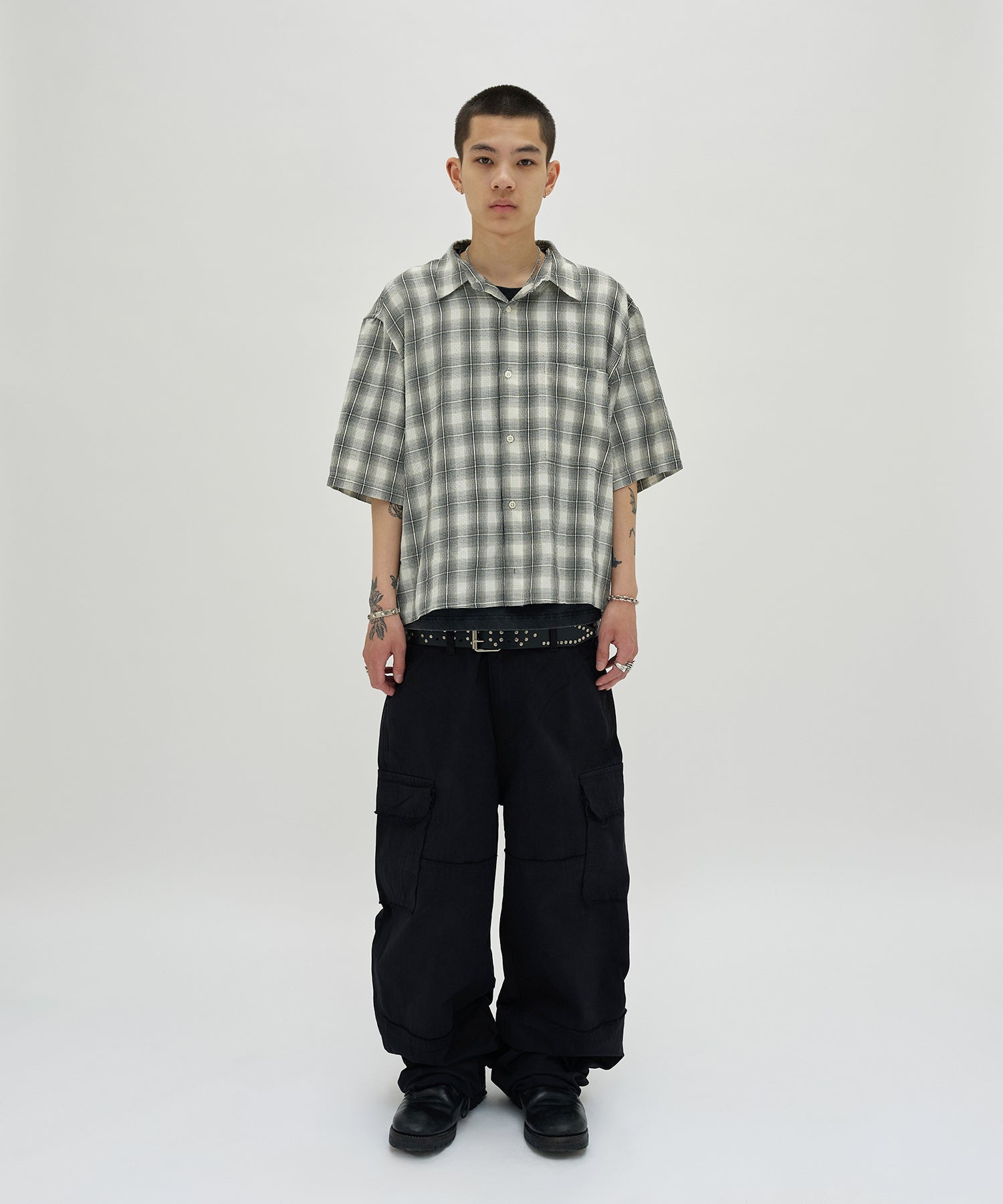 CHECK SHORT SLEEVE SHIRT [IVORY]