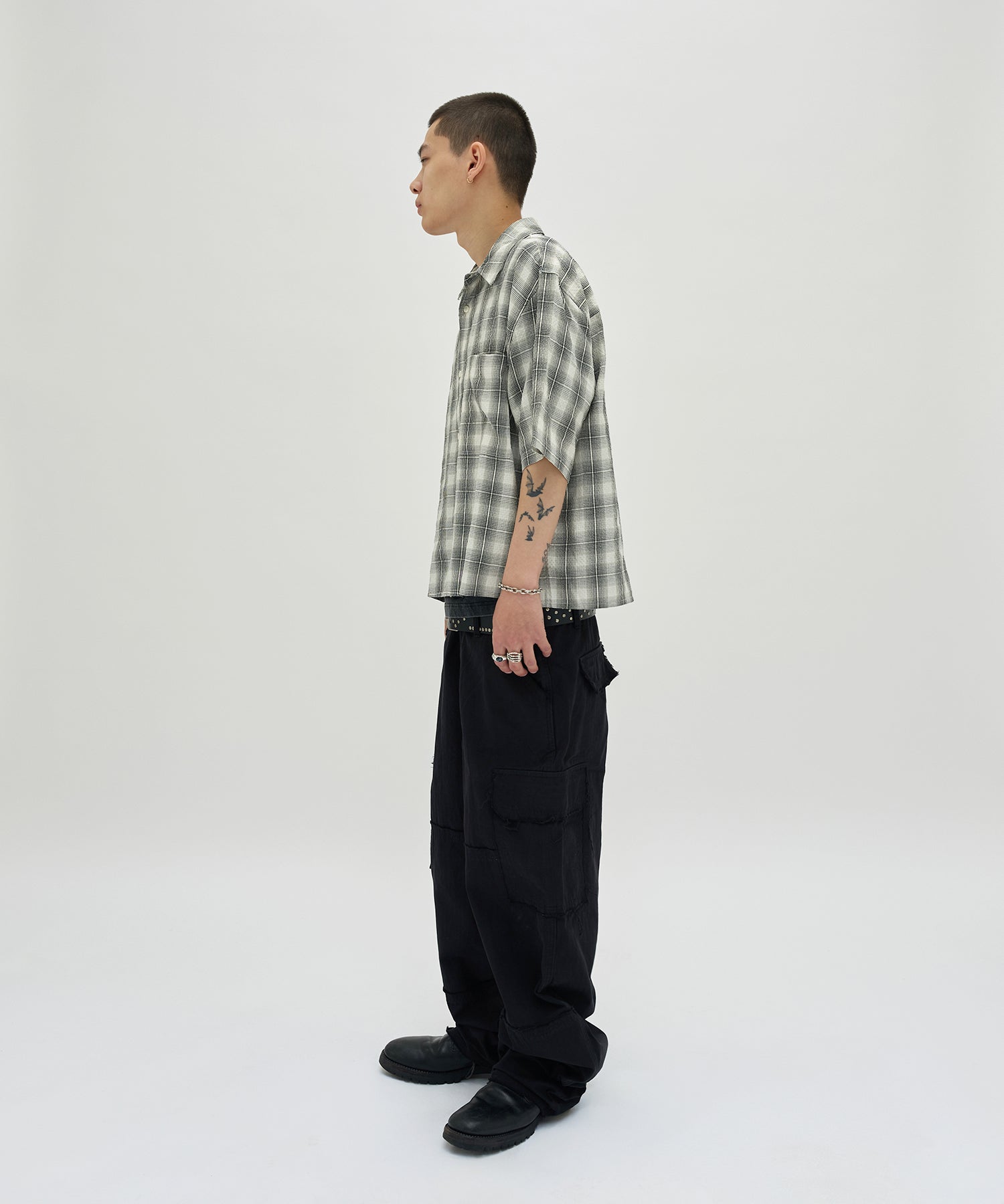 CHECK SHORT SLEEVE SHIRT [IVORY]