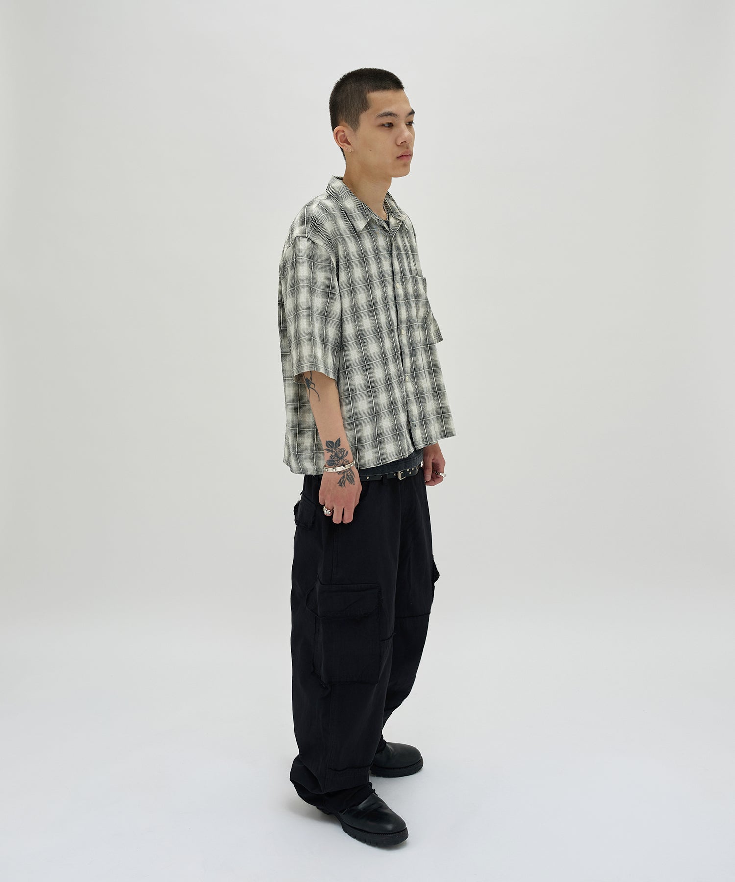 CHECK SHORT SLEEVE SHIRT [IVORY]