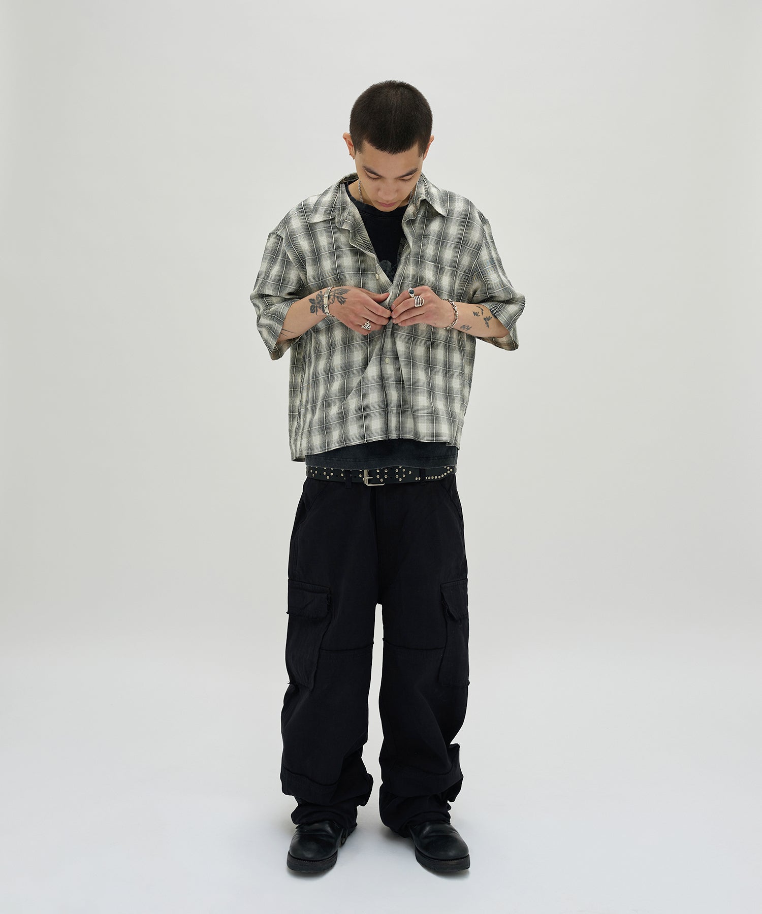CHECK SHORT SLEEVE SHIRT [IVORY]