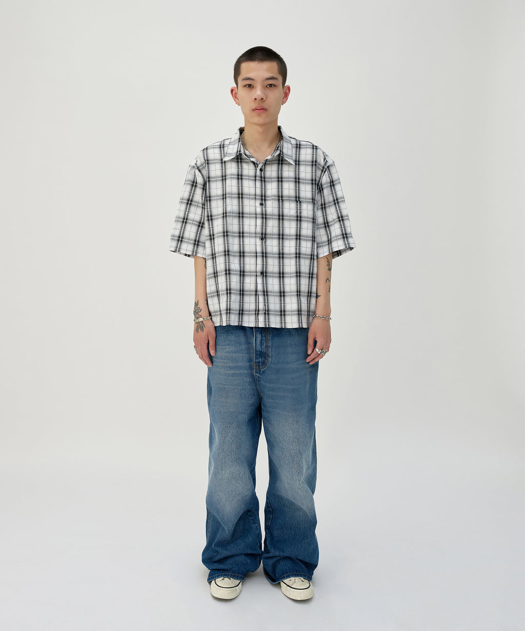 CHECK SHORT SLEEVE SHIRT [WHITE]