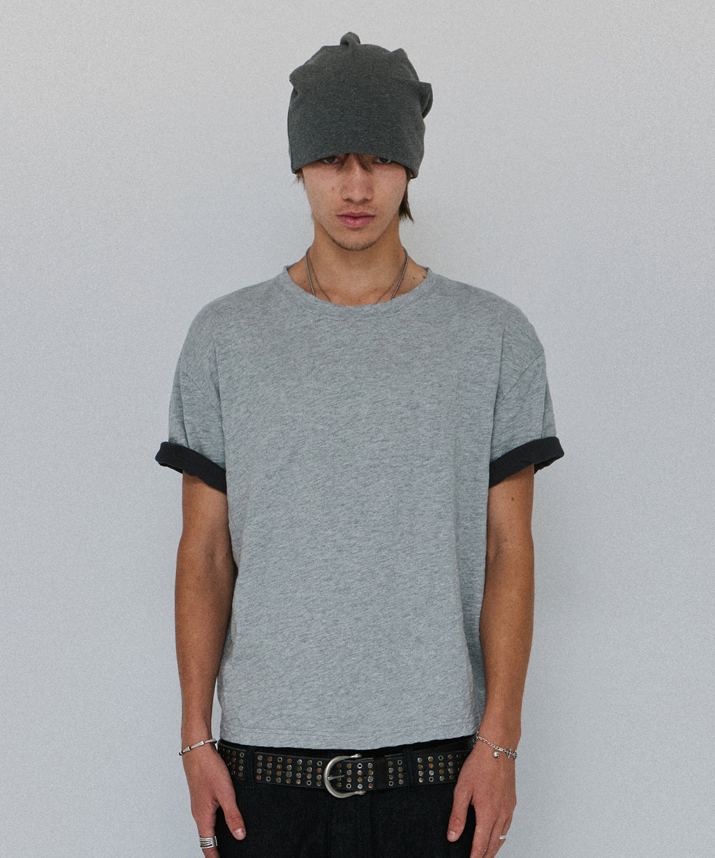 TEXTURED LAYERED TEE [GRAY]