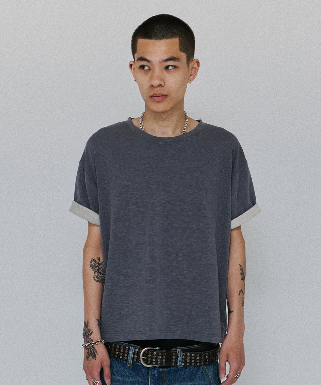 TEXTURED LAYERED TEE [PURPLE]