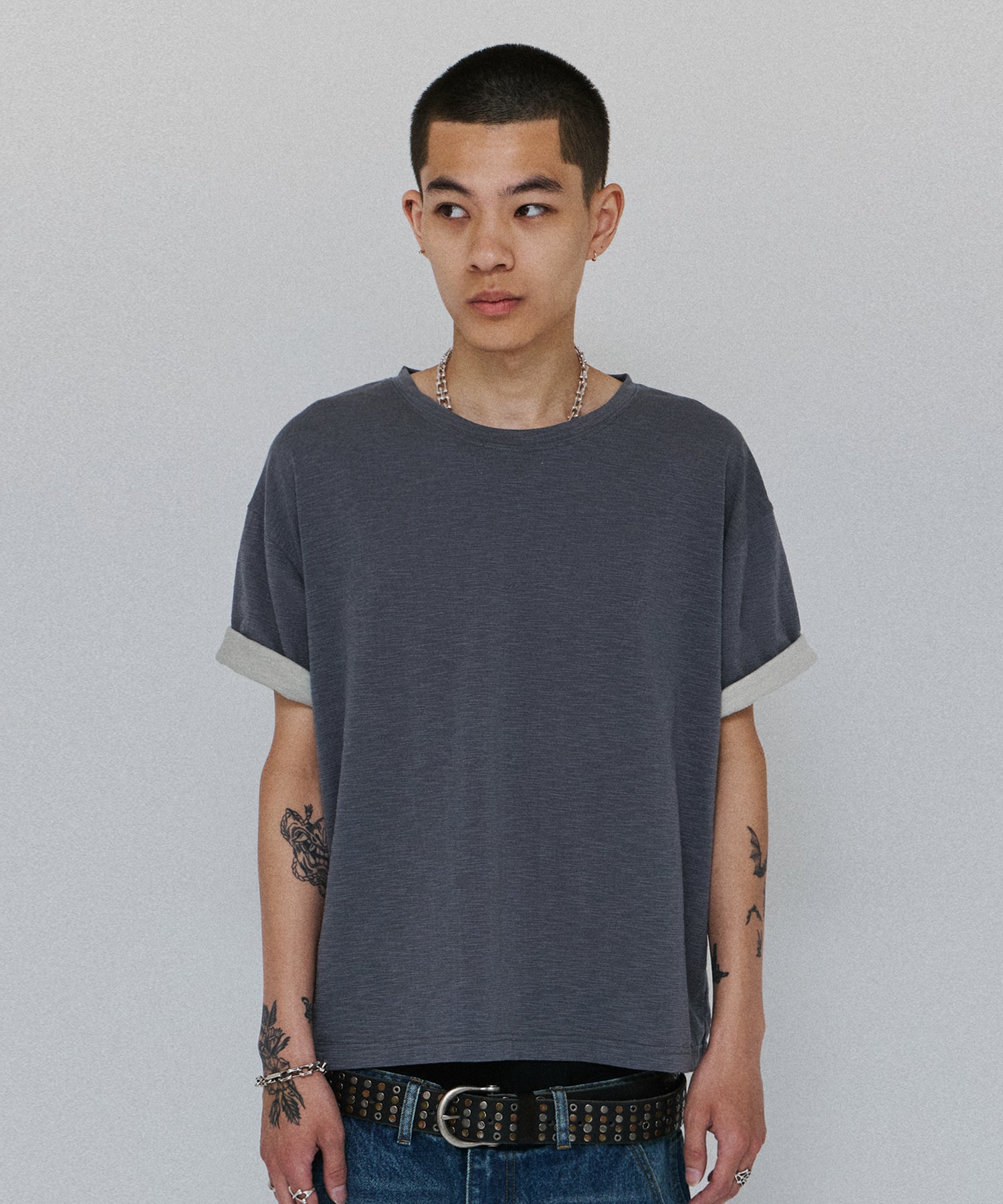 TEXTURED LAYERED TEE [PURPLE]