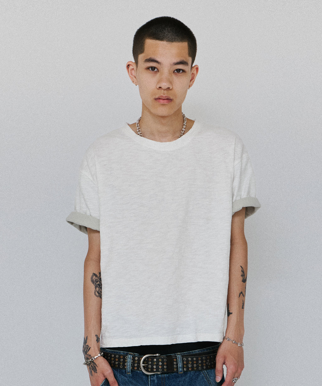 TEXTURED LAYERED TEE [WHITE]