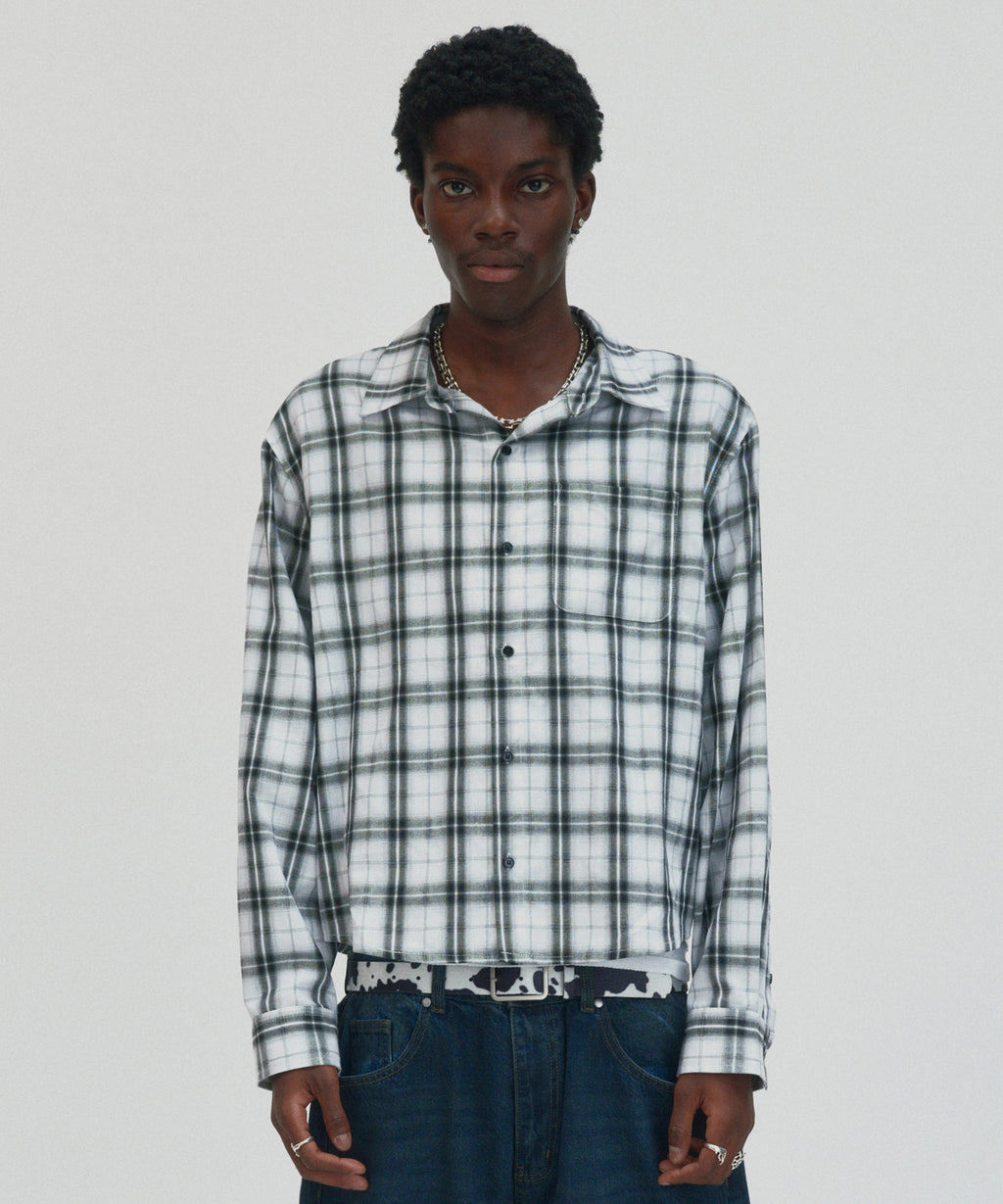 CROPPED CHECK SHIRT [WHITE]