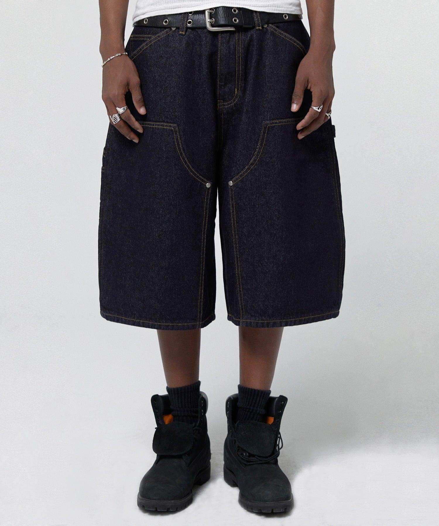 CONTOUR DOUBLE KNEE SHORTS [RAW INDIGO]