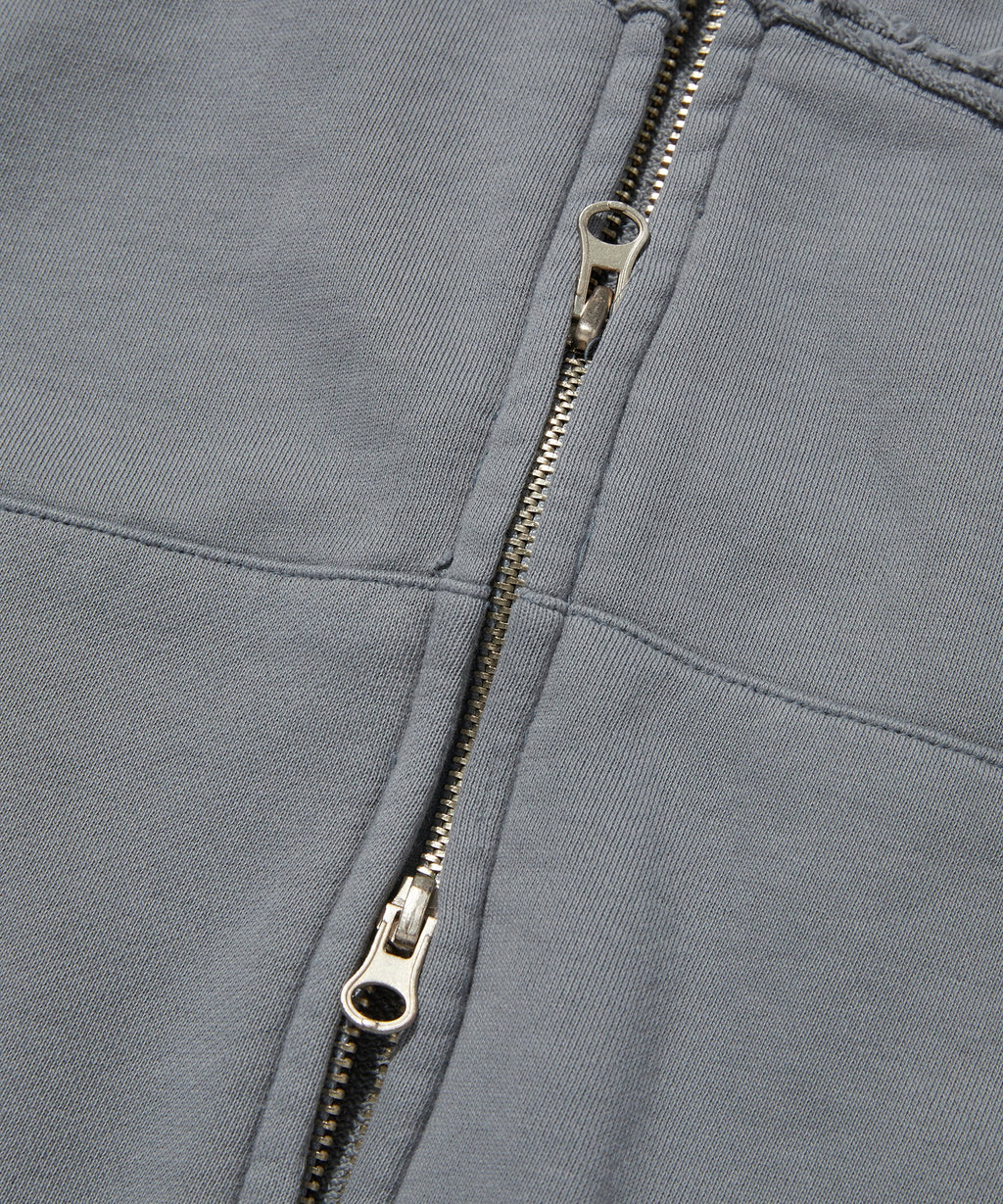 LOOSE SUADE HOOD ZIP UP [BLUE GRAY]