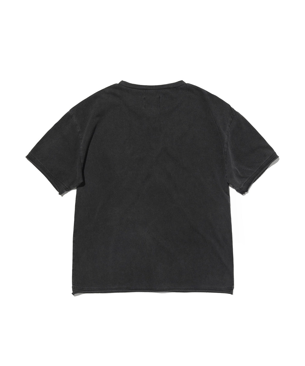 WASHED HENLEY NECK TEE [WASHING BLACK]