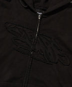 LOOSE SUADE HOOD ZIP UP [BLACK]