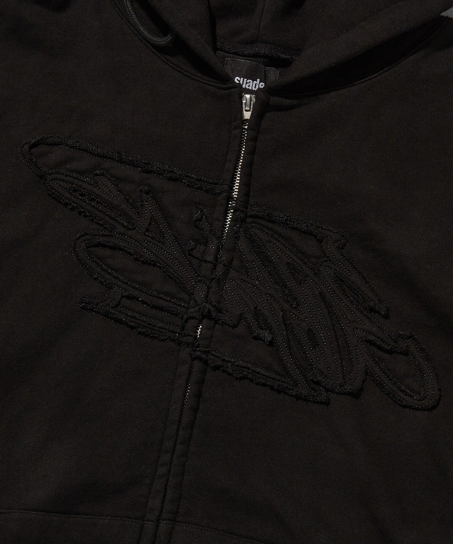 LOOSE SUADE HOOD ZIP UP [BLACK]