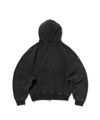 CROPPED WASHED HOOD ZIP UP [WASHING BLACK]