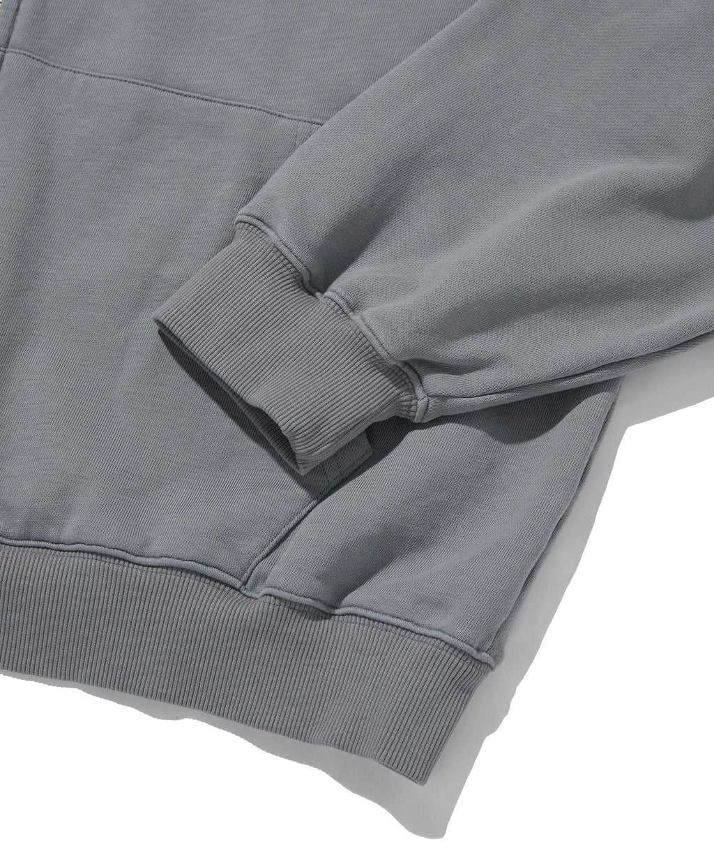 LOOSE SUADE HOOD ZIP UP [BLUE GRAY]