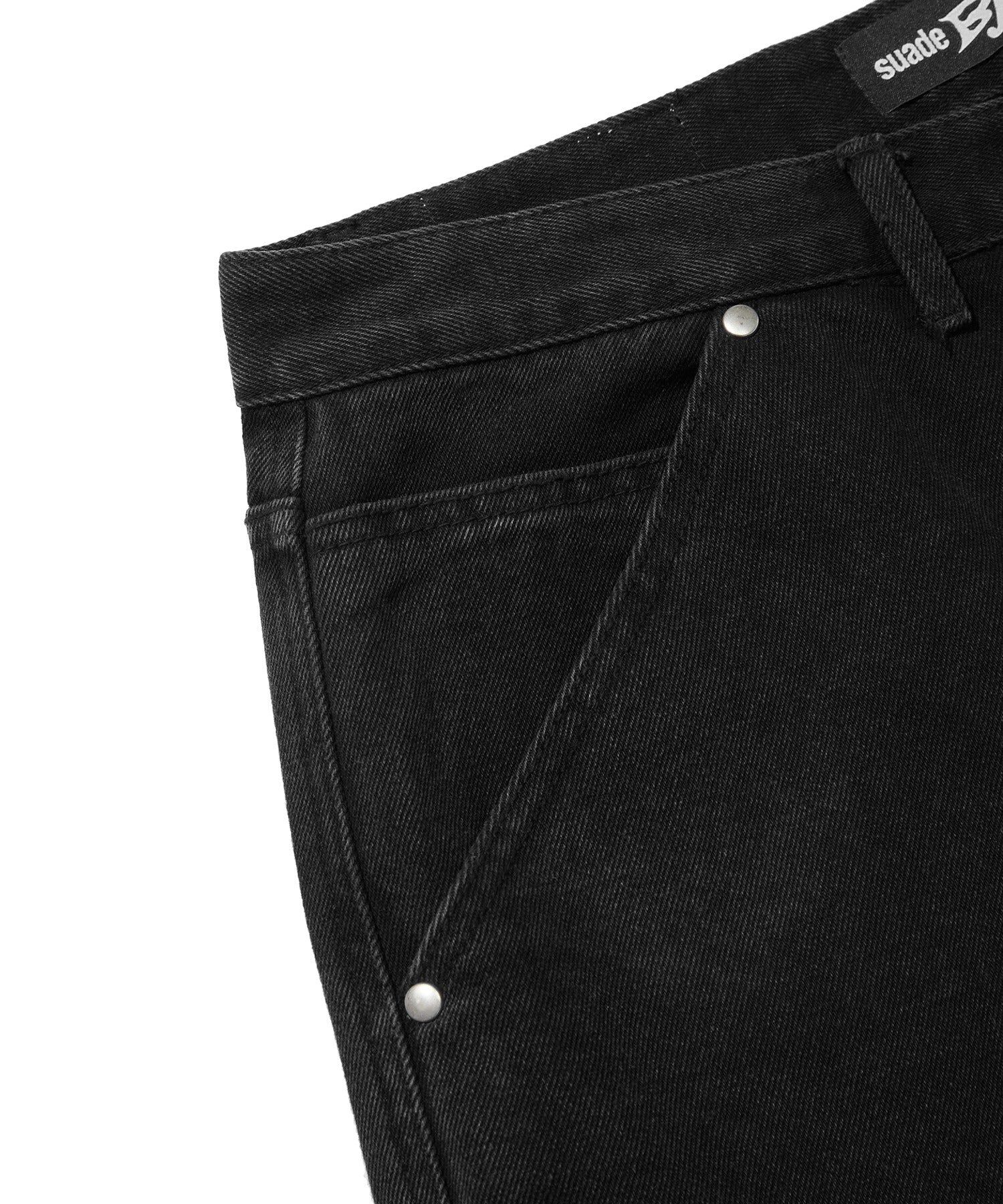 CARPENTER DENIM SHORTS [BLACK]