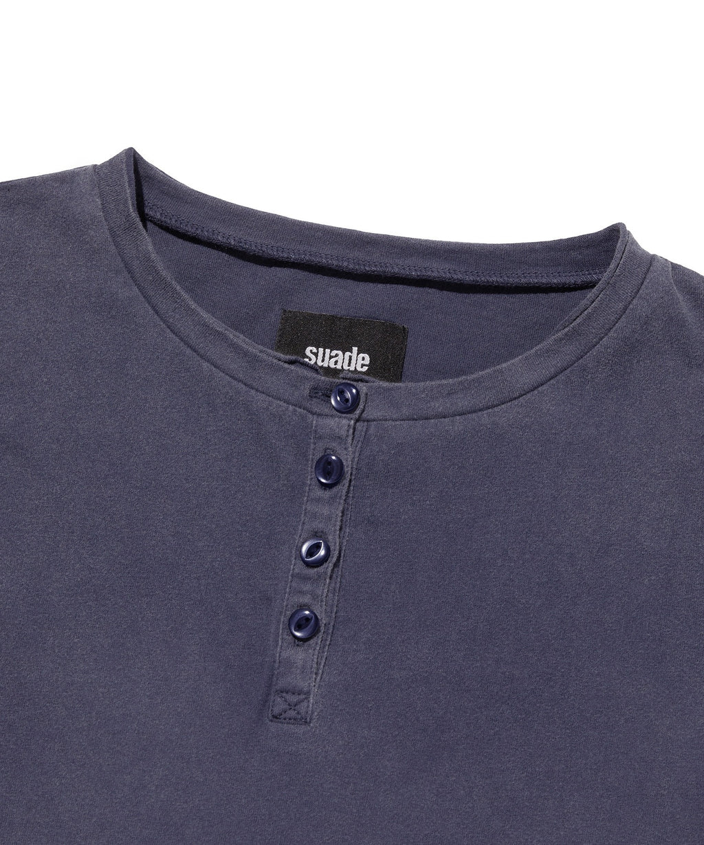WASHED HENLEY NECK TEE [WASHING NAVY]