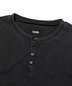 WASHED HENLEY NECK TEE [WASHING BLACK]