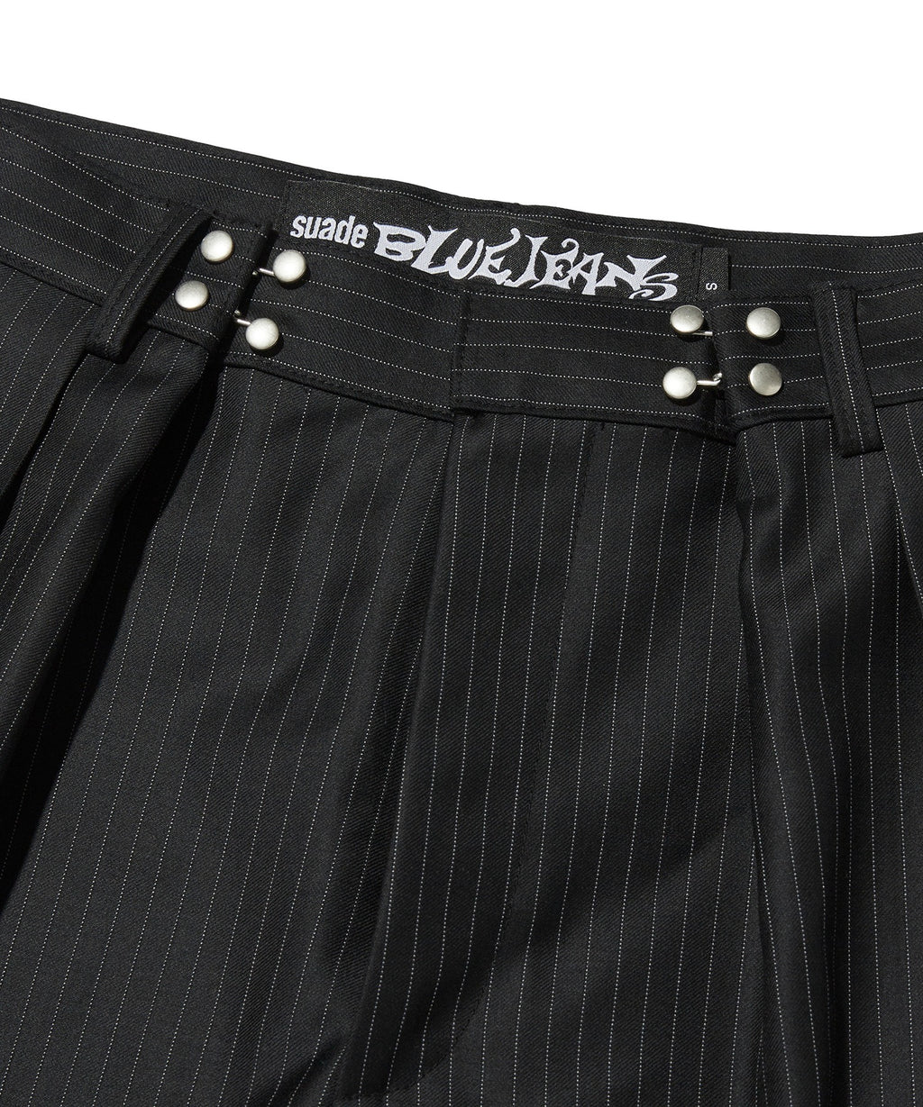 TWO TUCK STRIPE SLACKS [BLACK]