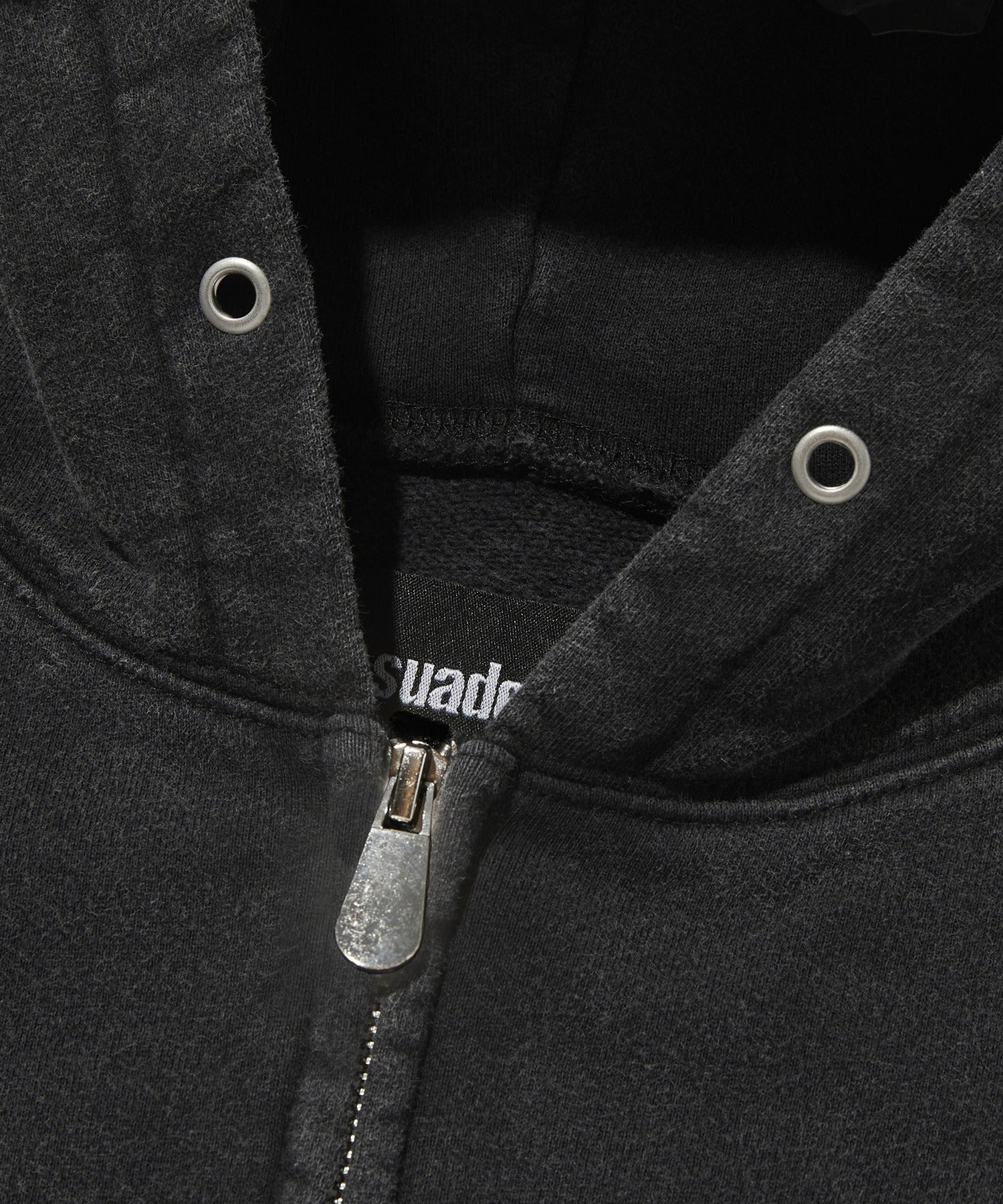 CROPPED WASHED HOOD ZIP UP [WASHING BLACK]