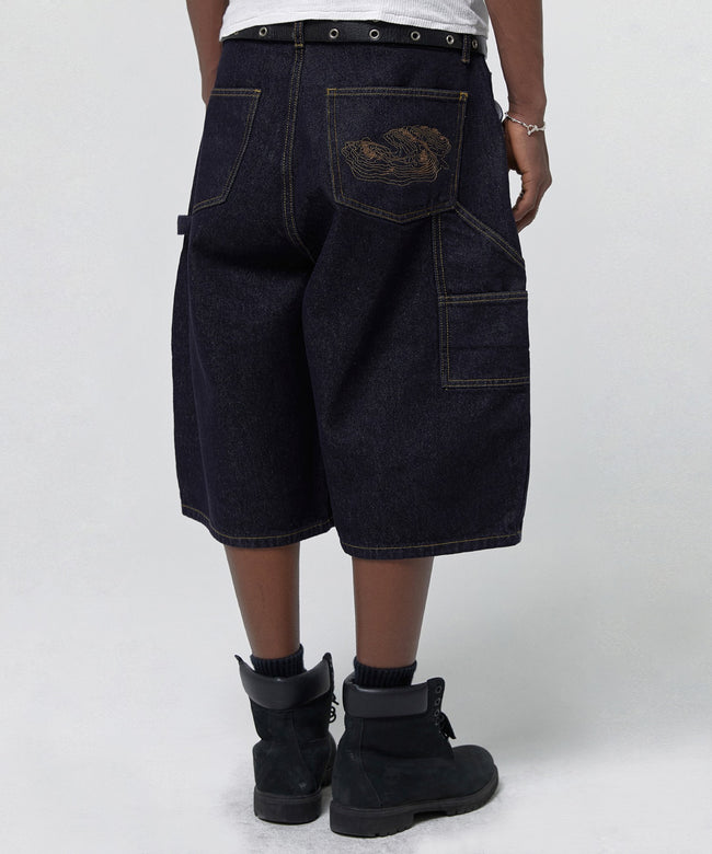 CONTOUR DOUBLE KNEE SHORTS [RAW INDIGO] Hover Image