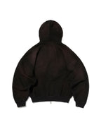 CROPPED WASHED HOOD ZIP UP [DARK BLACK]