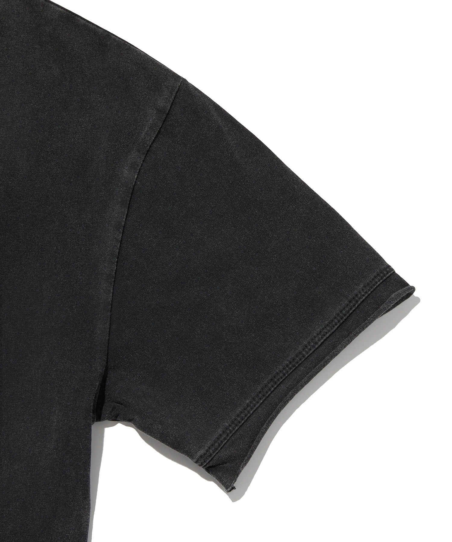 WASHED HENLEY NECK TEE [WASHING BLACK]