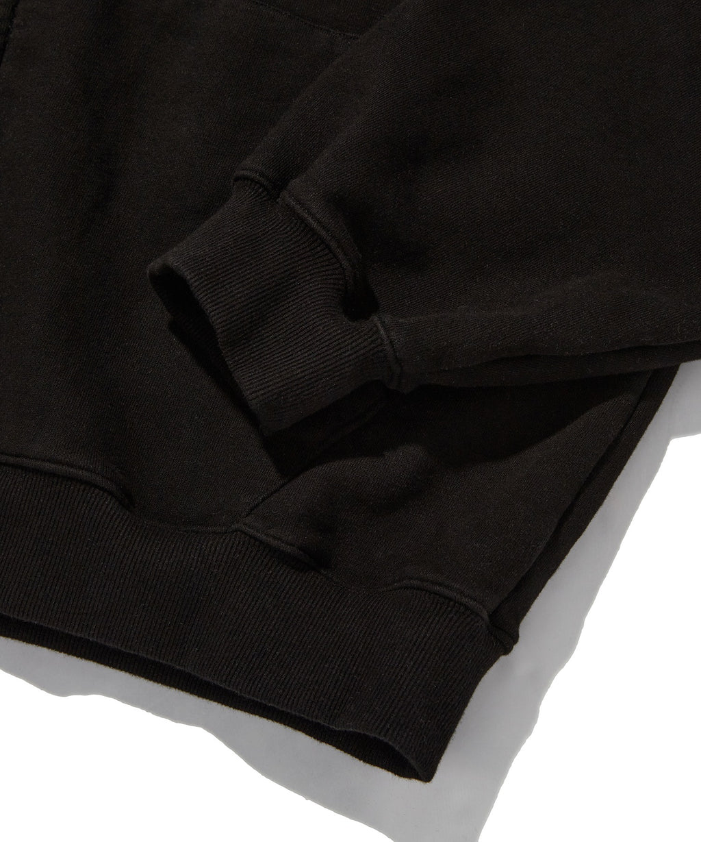 LOOSE SUADE HOOD ZIP UP [BLACK]