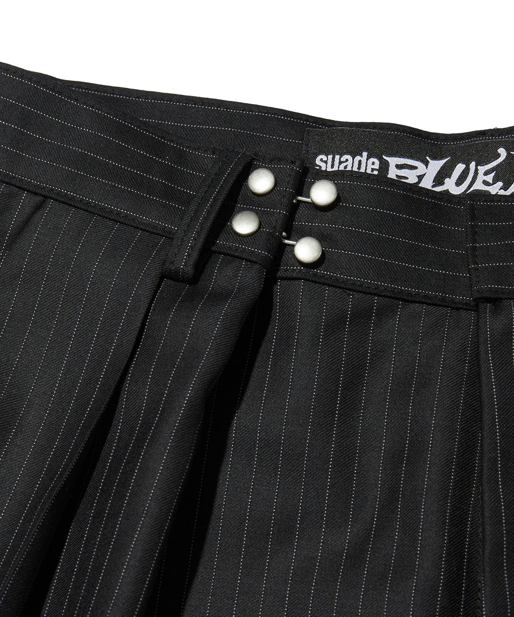 TWO TUCK STRIPE SLACKS [BLACK]