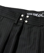 TWO TUCK STRIPE SLACKS [BLACK]