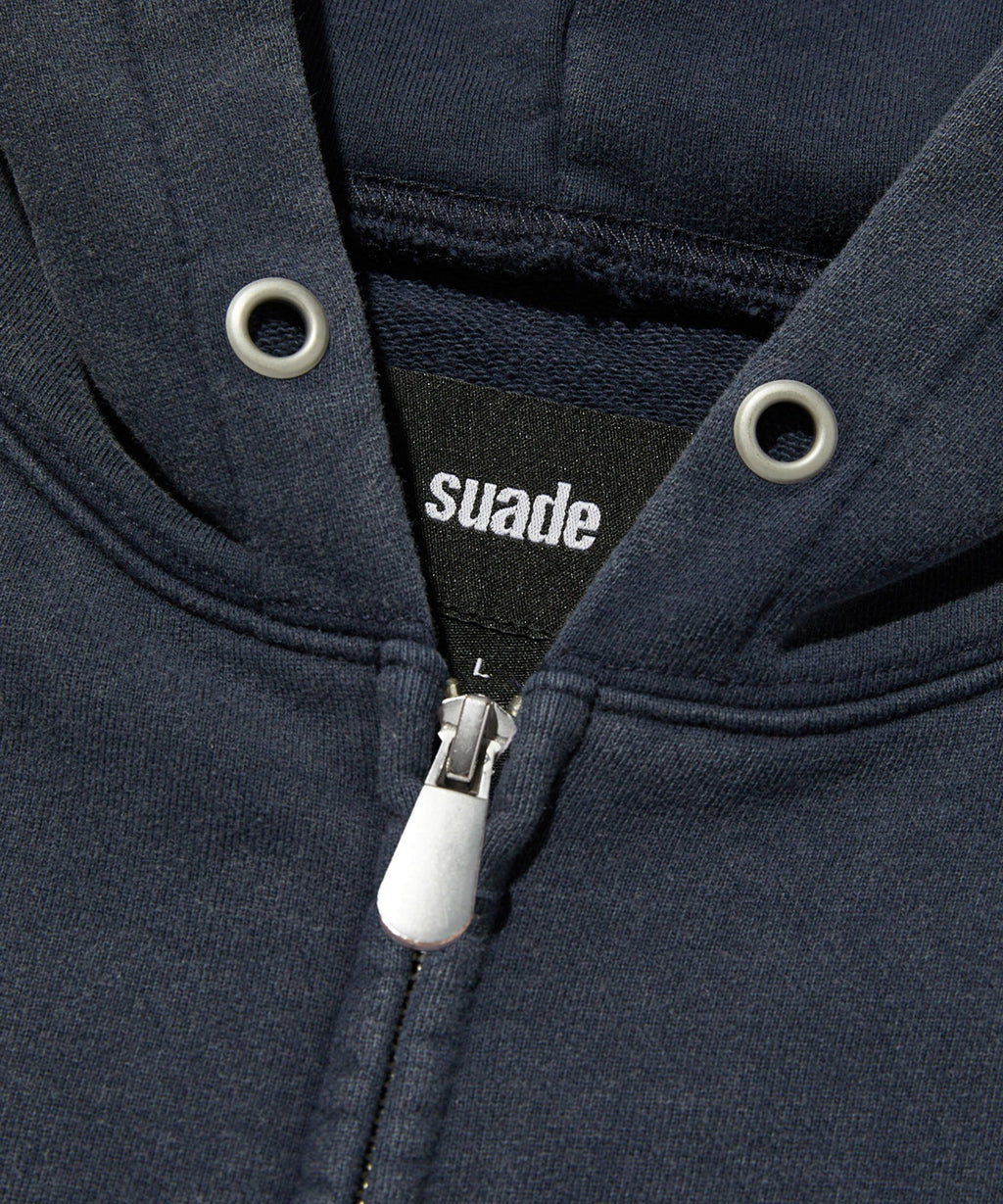 CROPPED WASHED HOOD ZIP UP [WASHING NAVY]