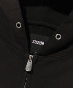 CROPPED WASHED HOOD ZIP UP [DARK BLACK]