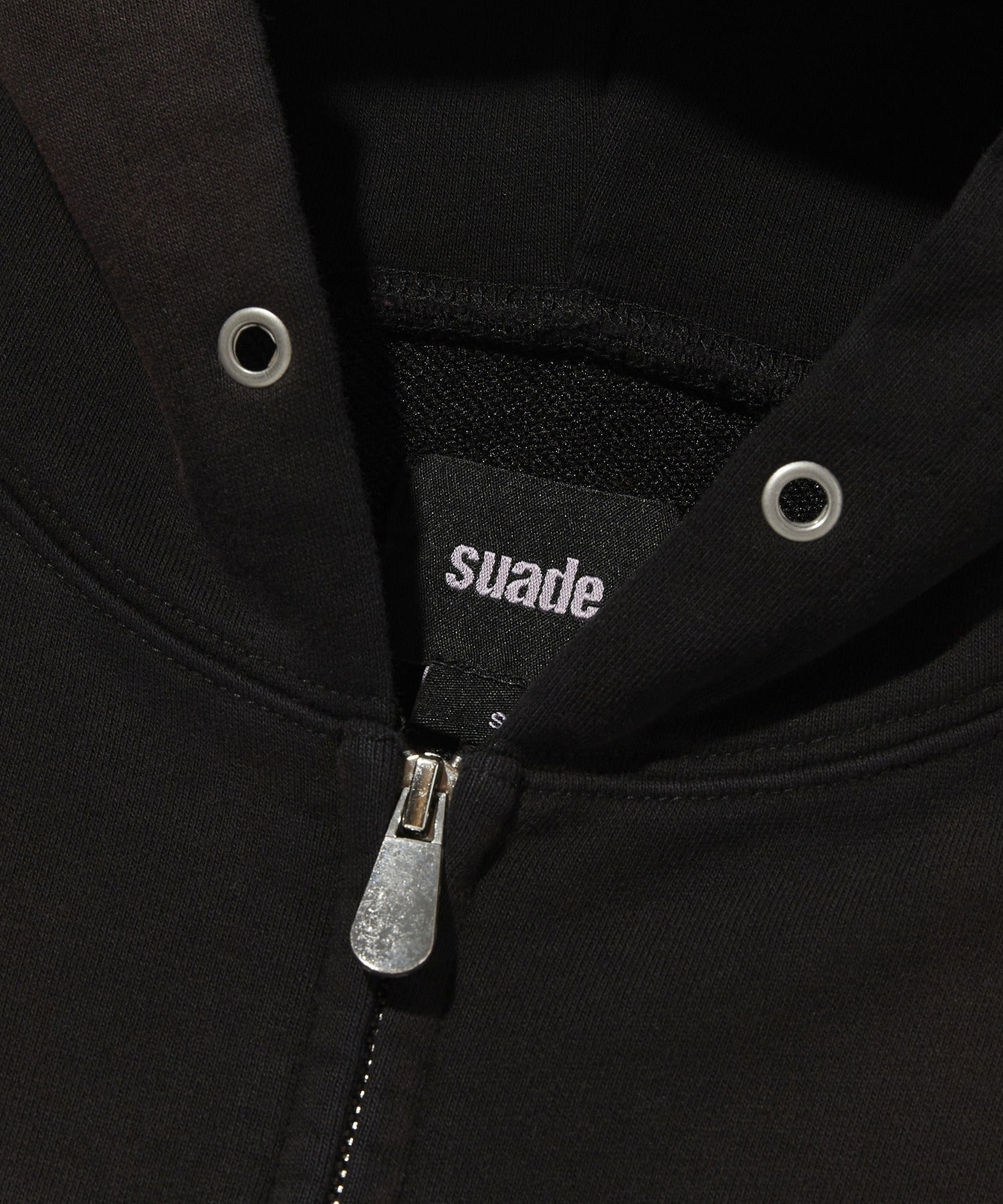 CROPPED WASHED HOOD ZIP UP [DARK BLACK]