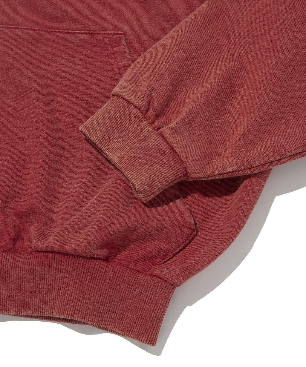 CROPPED WASHED HOOD ZIP UP [RED]