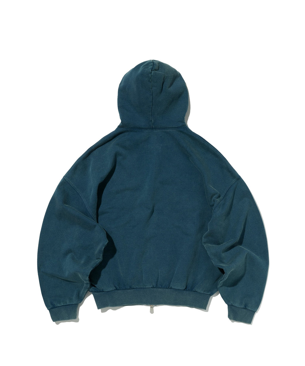 CROPPED WASHED HOOD ZIP UP [DEEP GREEN]