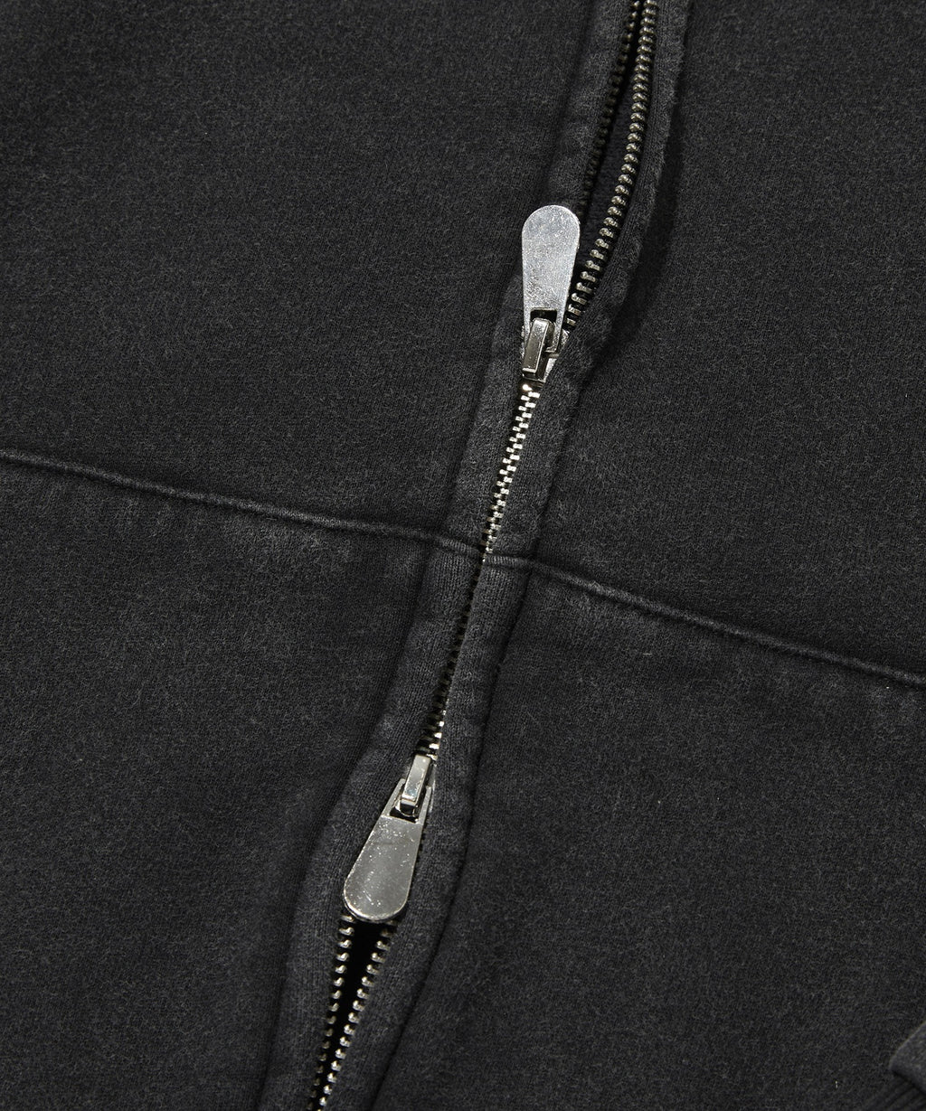 CROPPED WASHED HOOD ZIP UP [WASHING BLACK]